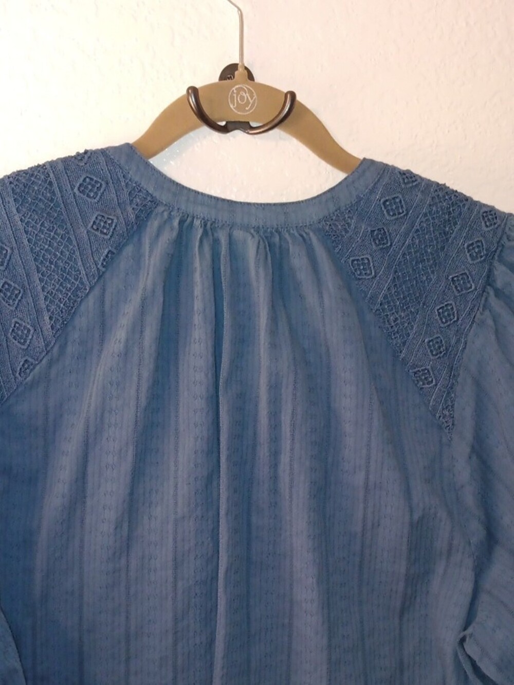 Old Navy Navy Button-Front Embroidered Shoulder Top - Picture 8 of 8